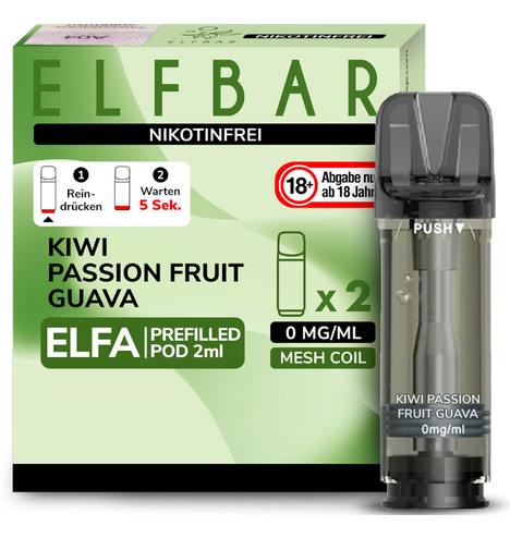 Elfbar ELFA Pods - 0% Nikotin (2 Stk. pro Packung) - Mehrweg Pod System / 10 Packungen