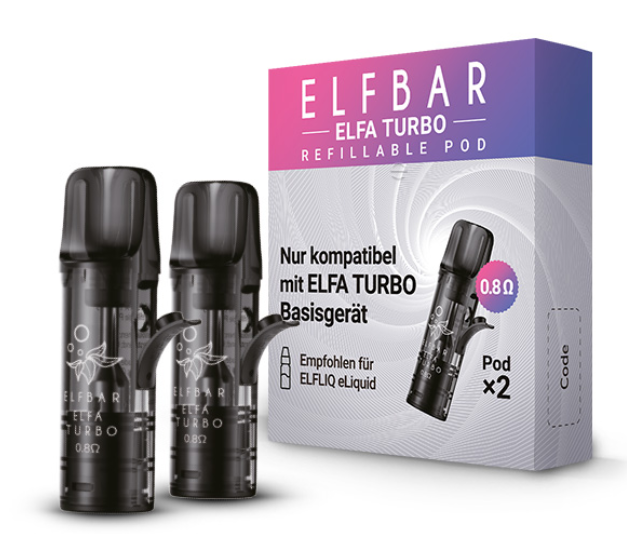 10x ELFBAR 0,8 Ohm ELFA Refillable Pod Turbo 2er Pack (Leer Pod)