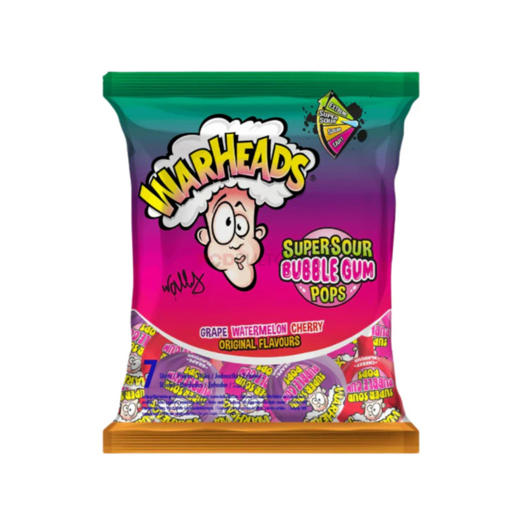 Warheads - Bubble Gum Pops Assorted 105 g