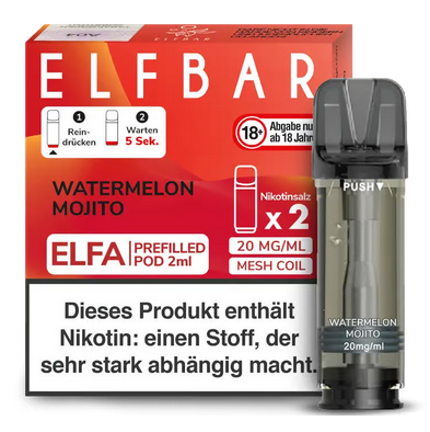 Elfbar ELFA Pods - 2% Nikotin (2 Stk. pro Packung) - Mehrweg Pod System / 10 Packungen