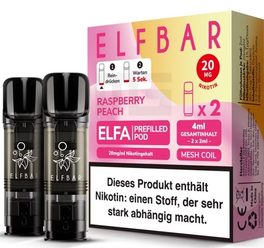 Elfbar ELFA Pods - 2% Nikotin (2 Stk. pro Packung) - Mehrweg Pod System / 10 Packungen