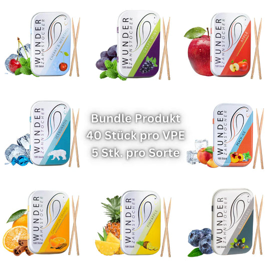 Wunder Zahnstocher - 8 sorten (Mixed Aufsteller)