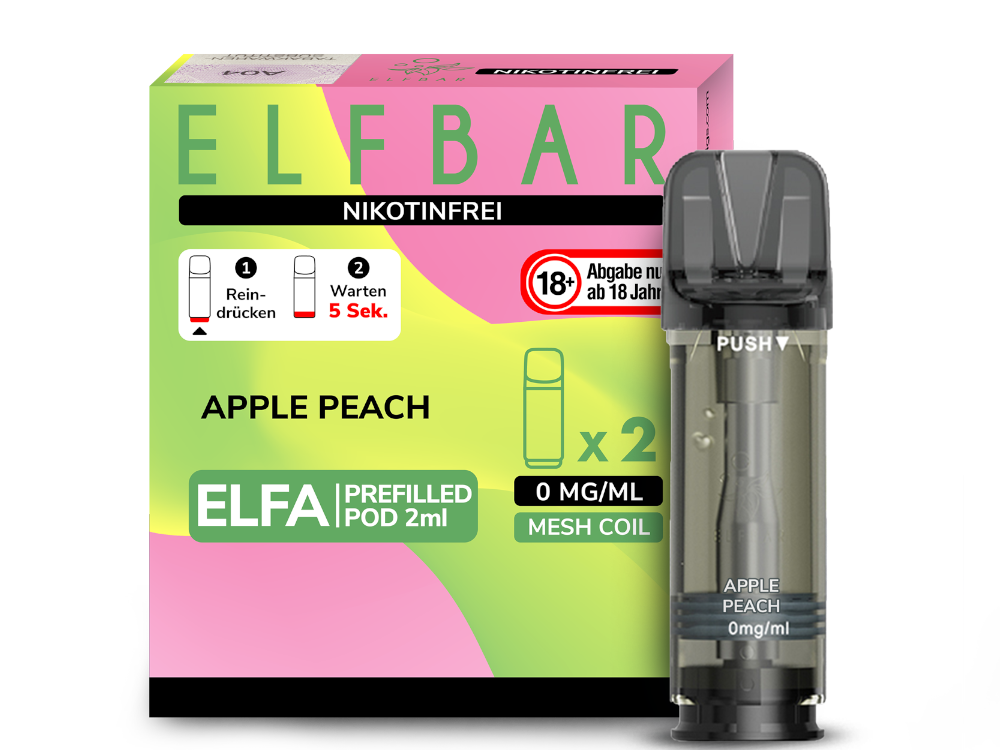 Elfbar ELFA Pods - 0% Nikotin (2 Stk. pro Packung) - Mehrweg Pod System / 10 Packungen