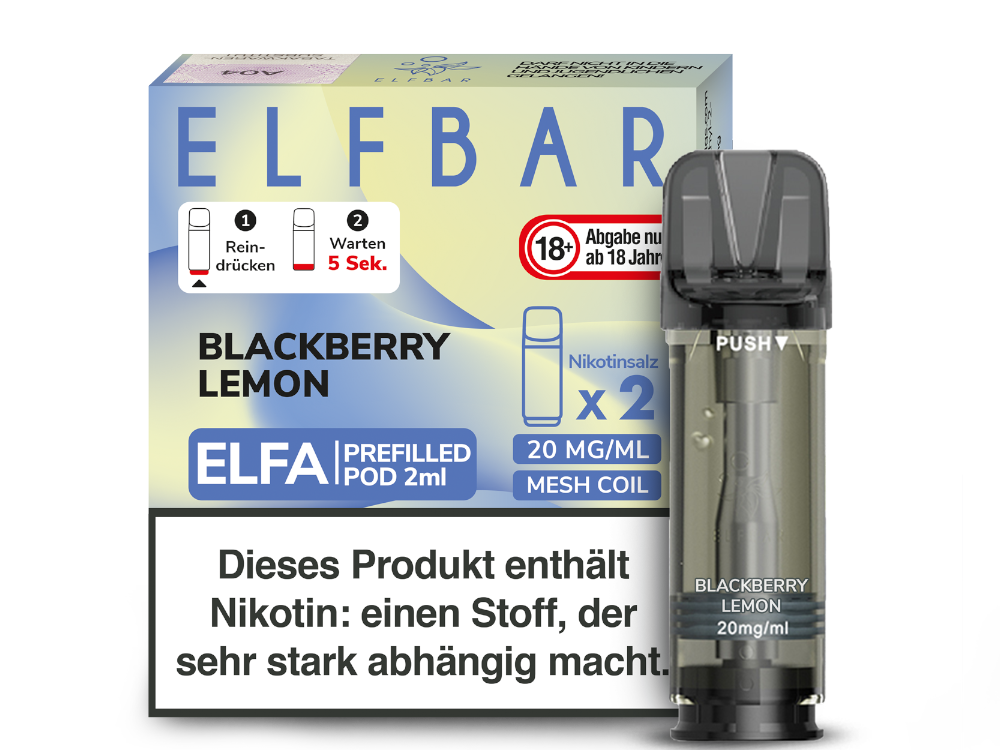 Elfbar ELFA Pods - 2% Nikotin (2 Stk. pro Packung) - Mehrweg Pod System / 10 Packungen