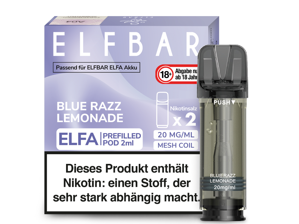 Elfbar ELFA Pods - 2% Nikotin (2 Stk. pro Packung) - Mehrweg Pod System / 10 Packungen