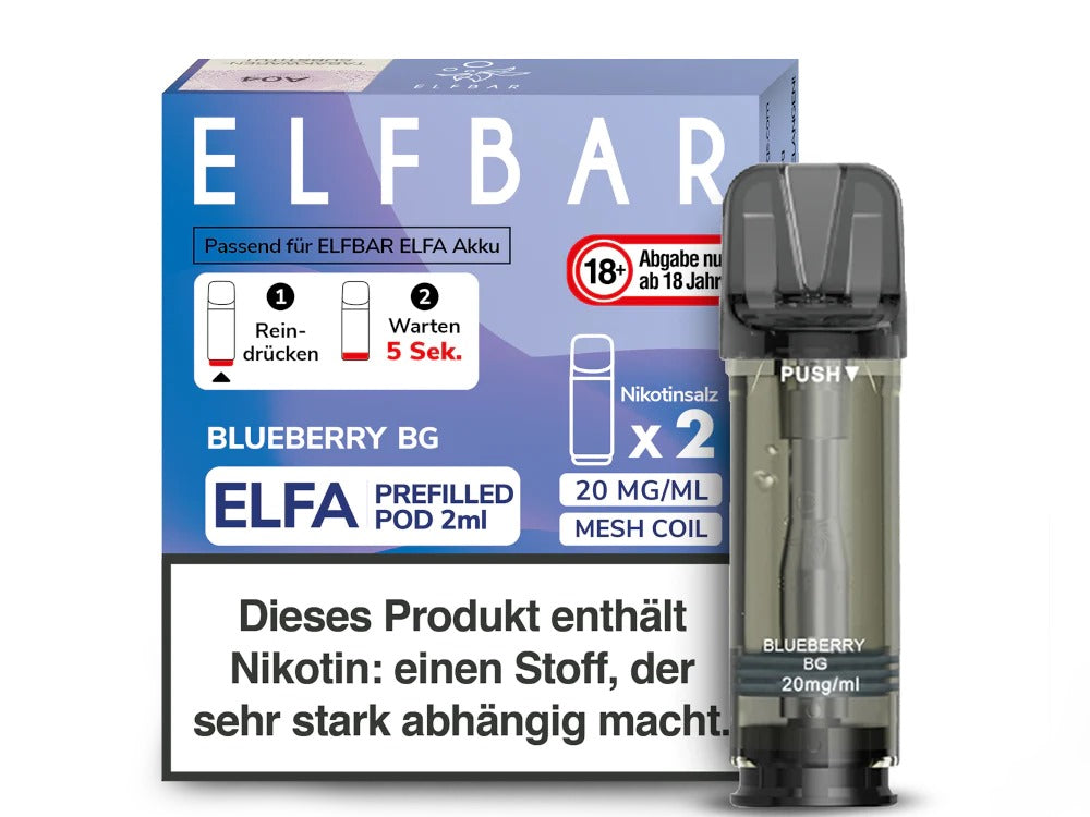 Elfbar ELFA Pods - 2% Nikotin (2 Stk. pro Packung) - Mehrweg Pod System / 10 Packungen