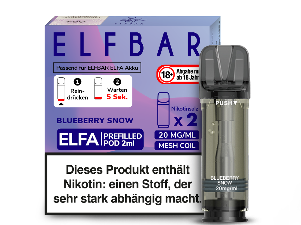 Elfbar ELFA Pods - 2% Nikotin (2 Stk. pro Packung) - Mehrweg Pod System / 10 Packungen