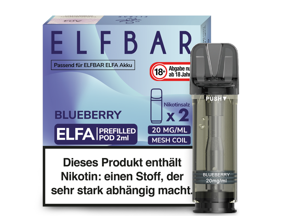 Elfbar ELFA Pods - 2% Nikotin (2 Stk. pro Packung) - Mehrweg Pod System / 10 Packungen