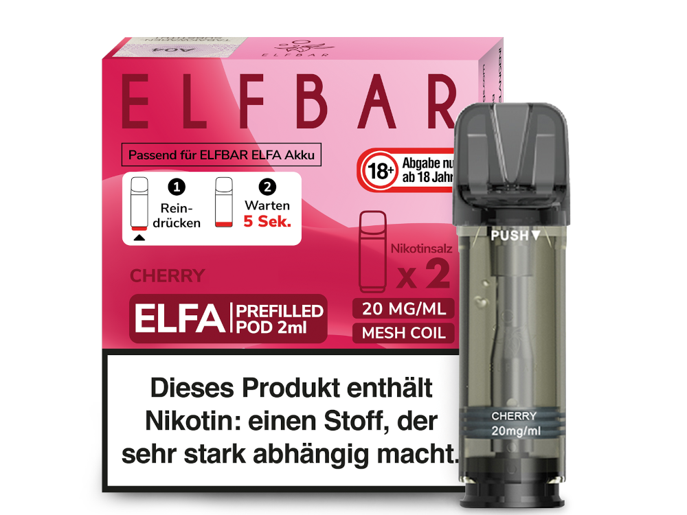 Elfbar ELFA Pods - 2% Nikotin (2 Stk. pro Packung) - Mehrweg Pod System / 10 Packungen
