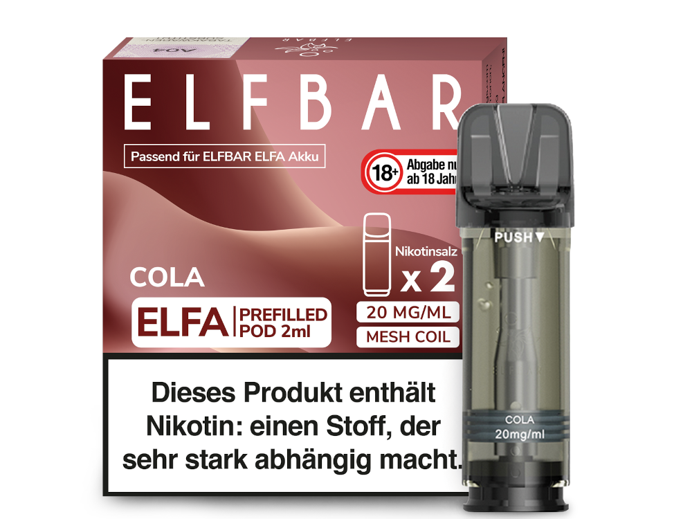 Elfbar ELFA Pods - 2% Nikotin (2 Stk. pro Packung) - Mehrweg Pod System / 10 Packungen