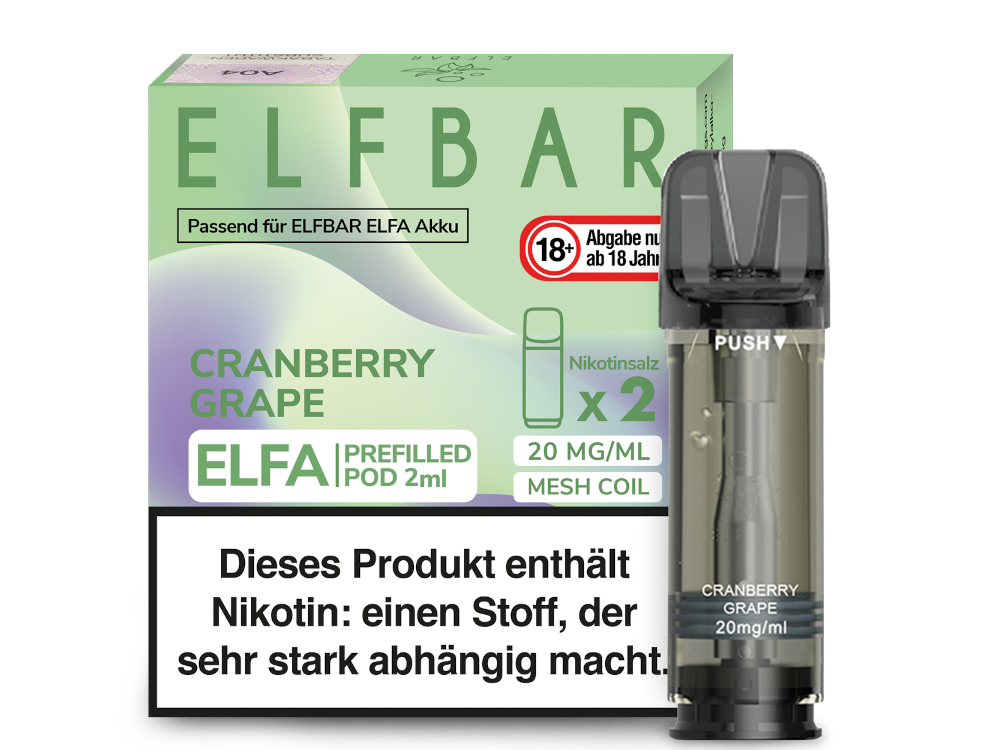 Elfbar ELFA Pods - 2% Nikotin (2 Stk. pro Packung) - Mehrweg Pod System / 10 Packungen