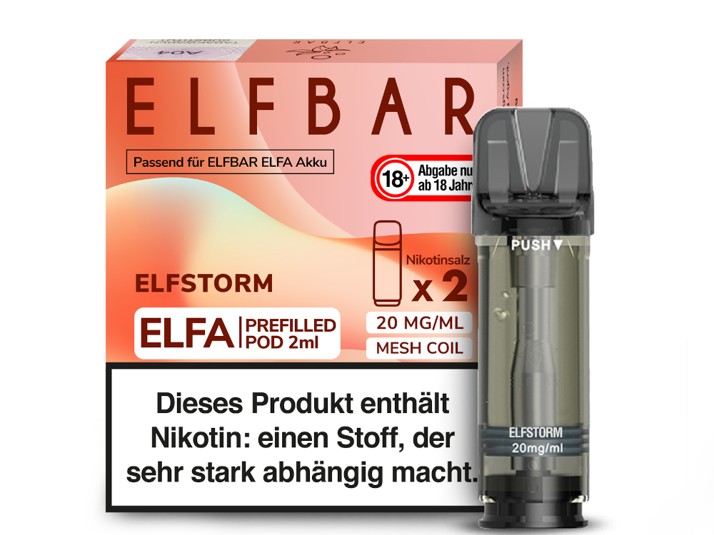 Elfbar ELFA Pods - 2% Nikotin (2 Stk. pro Packung) - Mehrweg Pod System / 10 Packungen