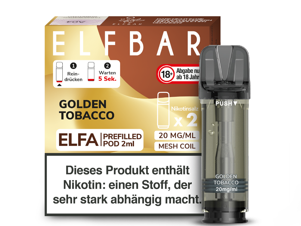 Elfbar ELFA Pods - 2% Nikotin (2 Stk. pro Packung) - Mehrweg Pod System / 10 Packungen