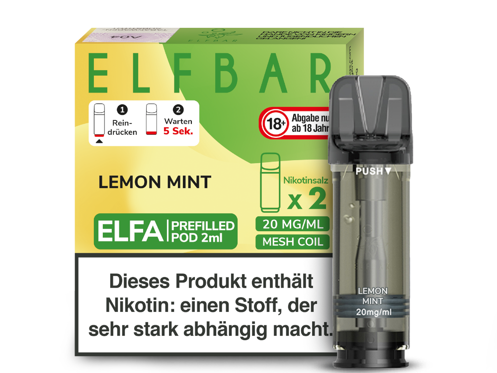 Elfbar ELFA Pods - 2% Nikotin (2 Stk. pro Packung) - Mehrweg Pod System / 10 Packungen