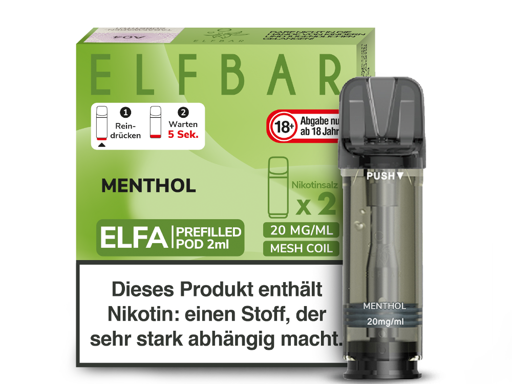 Elfbar ELFA Pods - 2% Nikotin (2 Stk. pro Packung) - Mehrweg Pod System / 10 Packungen