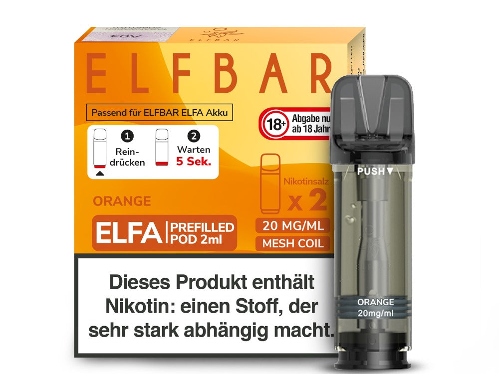 Elfbar ELFA Pods - 2% Nikotin (2 Stk. pro Packung) - Mehrweg Pod System / 10 Packungen