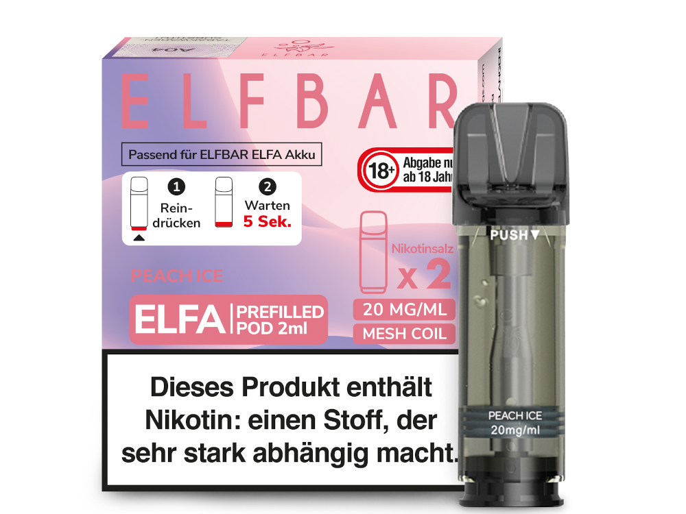 Elfbar ELFA Pods - 2% Nikotin (2 Stk. pro Packung) - Mehrweg Pod System / 10 Packungen