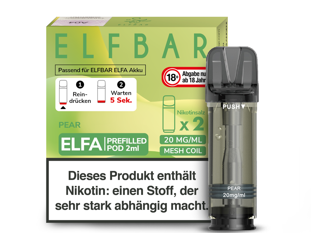 Elfbar ELFA Pods - 2% Nikotin (2 Stk. pro Packung) - Mehrweg Pod System / 10 Packungen