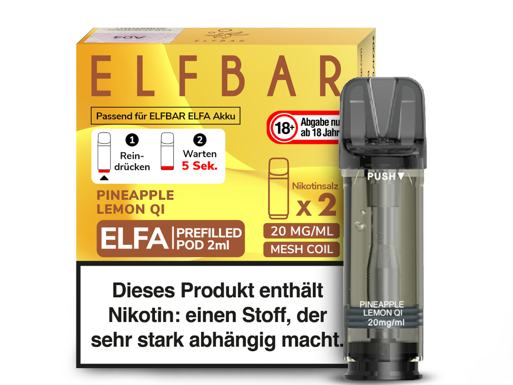 Elfbar ELFA Pods - 2% Nikotin (2 Stk. pro Packung) - Mehrweg Pod System / 10 Packungen