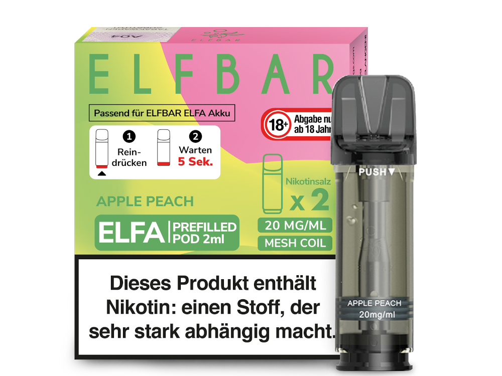 Elfbar ELFA Pods - 2% Nikotin (2 Stk. pro Packung) - Mehrweg Pod System / 10 Packungen