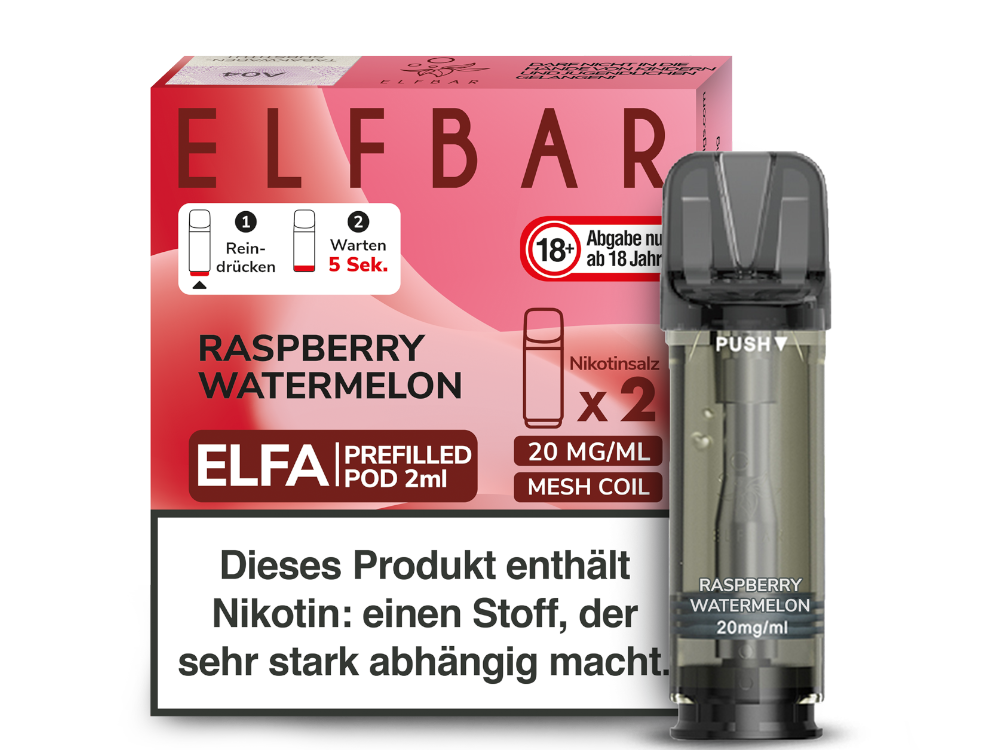 Elfbar ELFA Pods - 2% Nikotin (2 Stk. pro Packung) - Mehrweg Pod System / 10 Packungen