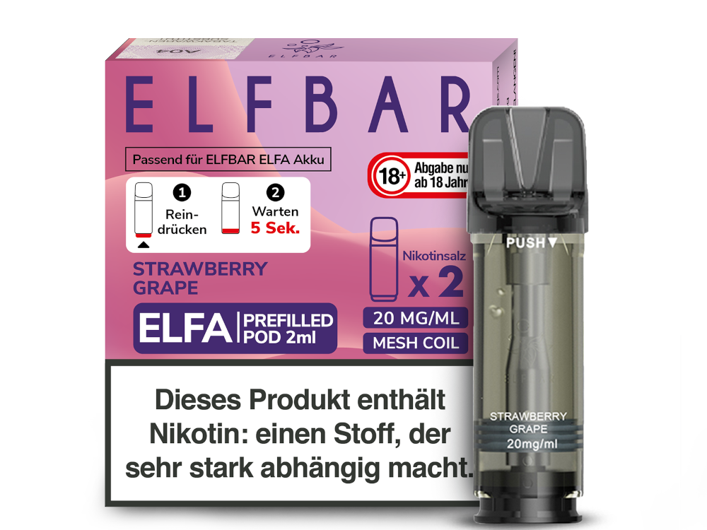 Elfbar ELFA Pods - 2% Nikotin (2 Stk. pro Packung) - Mehrweg Pod System / 10 Packungen