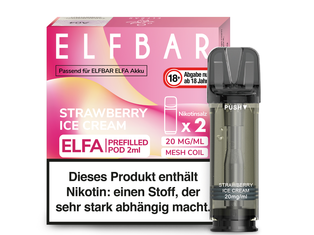Elfbar ELFA Pods - 2% Nikotin (2 Stk. pro Packung) - Mehrweg Pod System / 10 Packungen