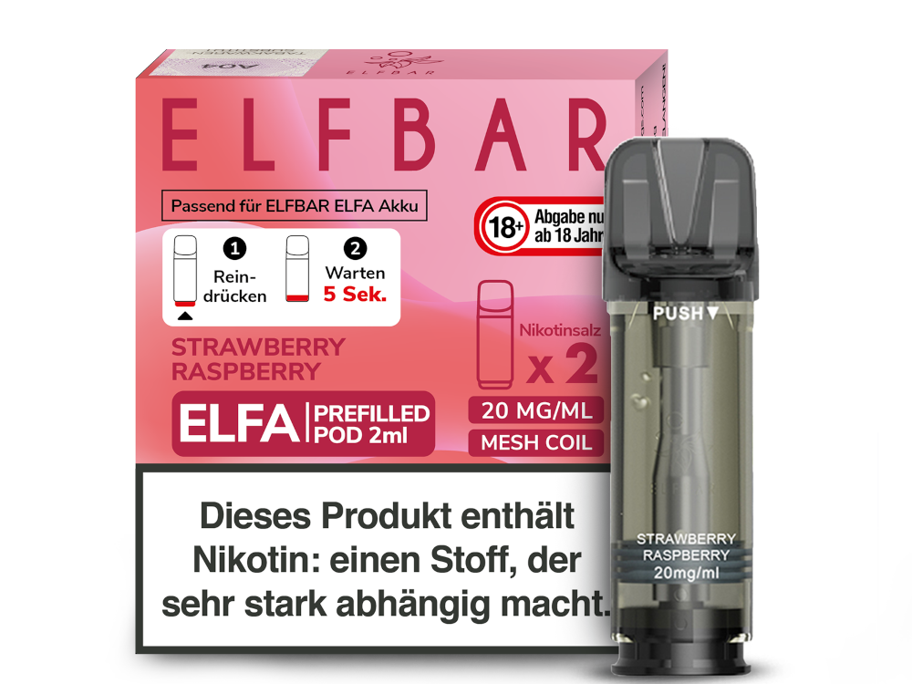 Elfbar ELFA Pods - 2% Nikotin (2 Stk. pro Packung) - Mehrweg Pod System / 10 Packungen