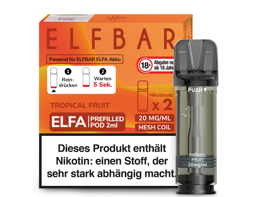 Elfbar ELFA Pods - 2% Nikotin (2 Stk. pro Packung) - Mehrweg Pod System / 10 Packungen