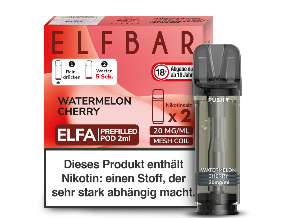 Elfbar ELFA Pods - 2% Nikotin (2 Stk. pro Packung) - Mehrweg Pod System / 10 Packungen