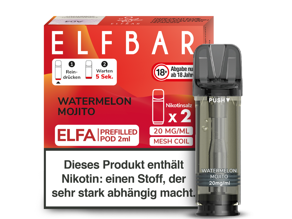 Elfbar ELFA Pods - 2% Nikotin (2 Stk. pro Packung) - Mehrweg Pod System / 10 Packungen