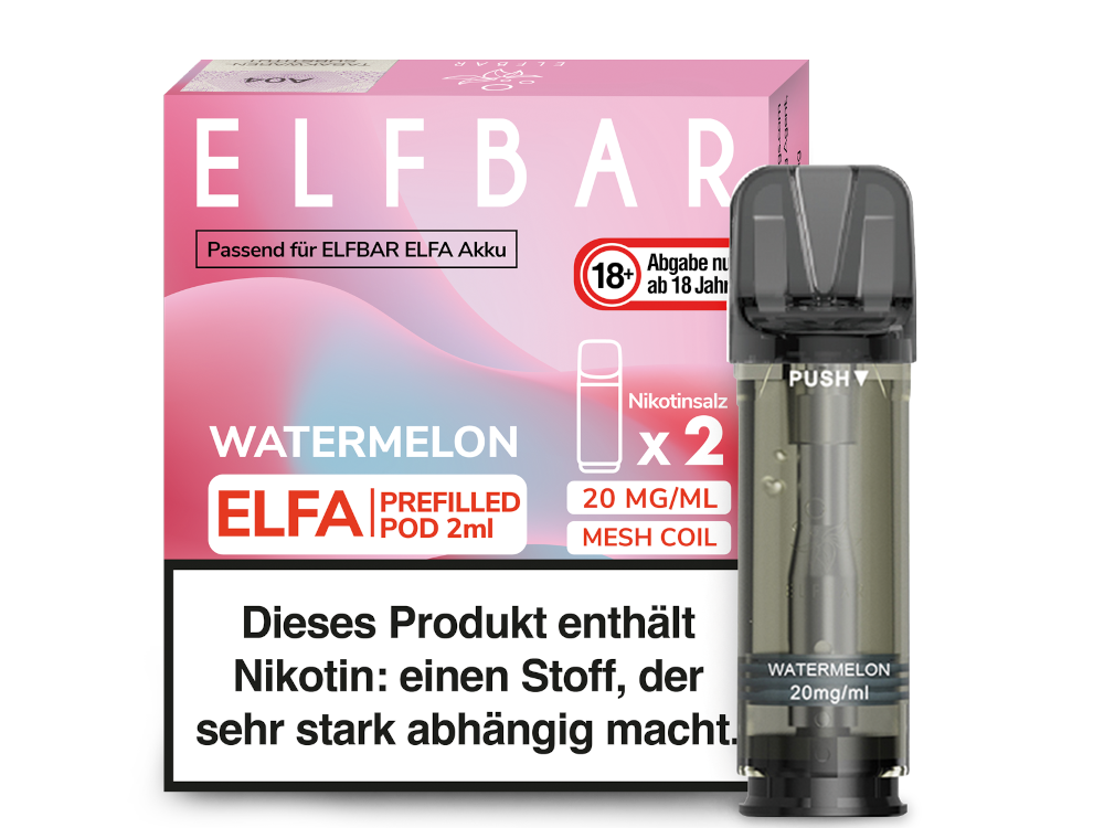 Elfbar ELFA Pods - 2% Nikotin (2 Stk. pro Packung) - Mehrweg Pod System / 10 Packungen