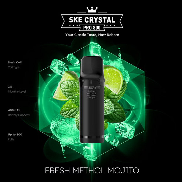SKE Crystal Pro 800 - 2% Nikotin (2 Stk. pro Packung) - Mehrweg Pod System / 10 Stück