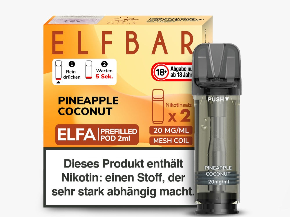 Elfbar ELFA Pods - 2% Nikotin (2 Stk. pro Packung) - Mehrweg Pod System / 10 Packungen