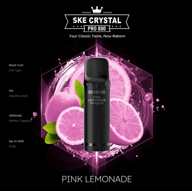 SKE Crystal Pro 800 - 2% Nikotin (2 Stk. pro Packung) - Mehrweg Pod System / 10 Stück