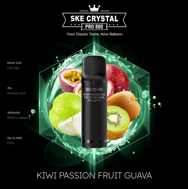 SKE Crystal Pro 800 - 2% Nikotin (2 Stk. pro Packung) - Mehrweg Pod System / 10 Stück