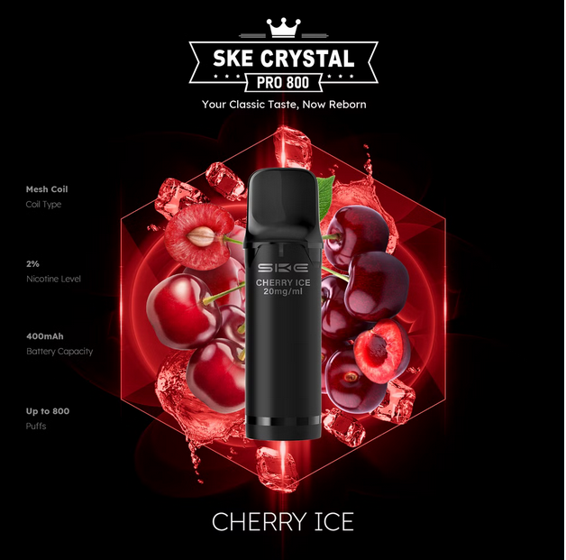 SKE Crystal Pro 800 - 2% Nikotin (2 Stk. pro Packung) - Mehrweg Pod System / 10 Stück