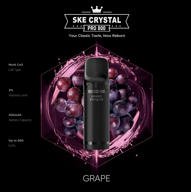 SKE Crystal Pro 800 - 2% Nikotin (2 Stk. pro Packung) - Mehrweg Pod System / 10 Stück
