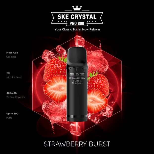 SKE Crystal Pro 800 - 2% Nikotin (2 Stk. pro Packung) - Mehrweg Pod System / 10 Stück