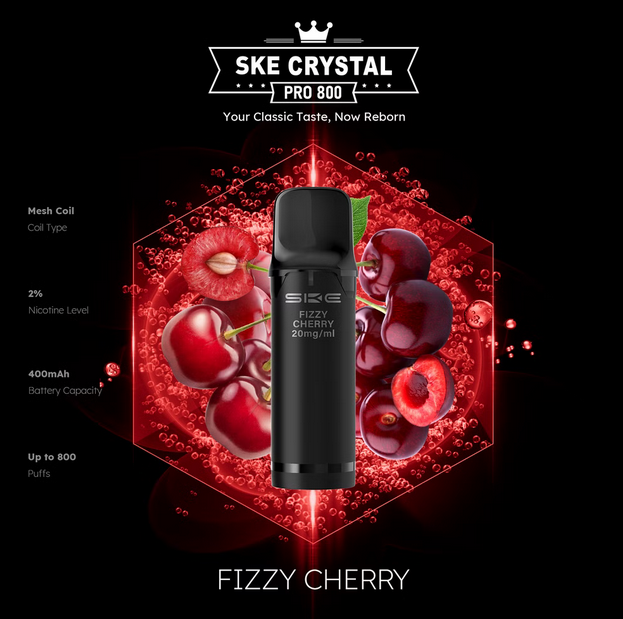 SKE Crystal Pro 800 - 2% Nikotin (2 Stk. pro Packung) - Mehrweg Pod System / 10 Stück