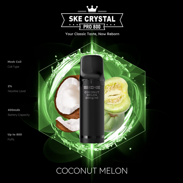 SKE Crystal Pro 800 - 2% Nikotin (2 Stk. pro Packung) - Mehrweg Pod System / 10 Stück