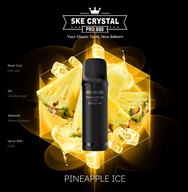 SKE Crystal Pro 800 - 2% Nikotin (2 Stk. pro Packung) - Mehrweg Pod System / 10 Stück