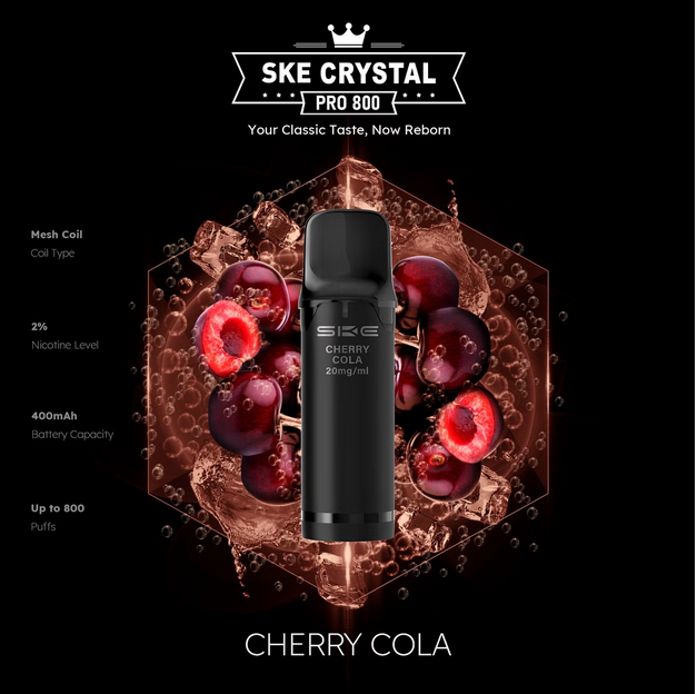 SKE Crystal Pro 800 - 2% Nikotin (2 Stk. pro Packung) - Mehrweg Pod System / 10 Stück