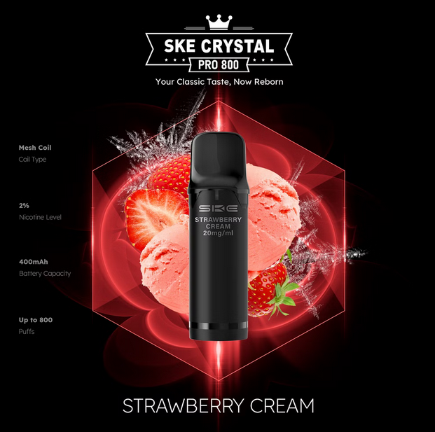 SKE Crystal Pro 800 - 2% Nikotin (2 Stk. pro Packung) - Mehrweg Pod System / 10 Stück