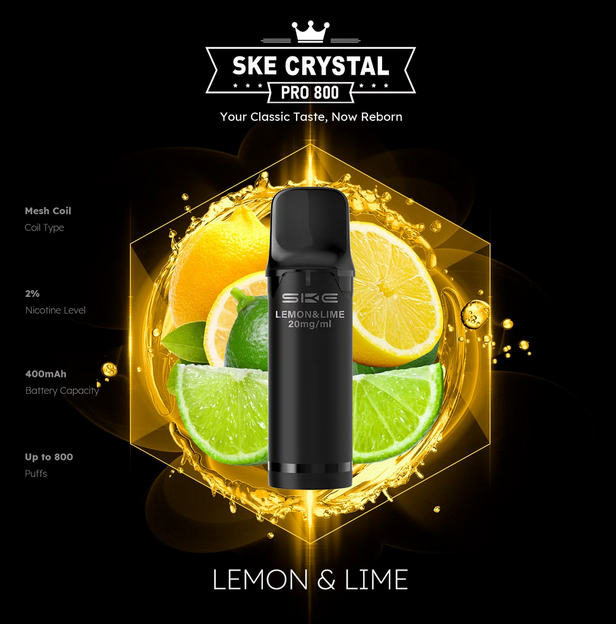 SKE Crystal Pro 800 - 2% Nikotin (2 Stk. pro Packung) - Mehrweg Pod System / 10 Stück