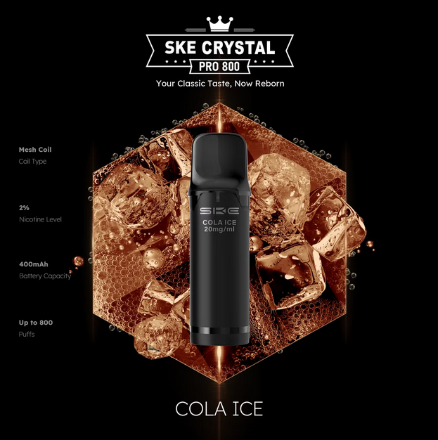 SKE Crystal Pro 800 - 2% Nikotin (2 Stk. pro Packung) - Mehrweg Pod System / 10 Stück