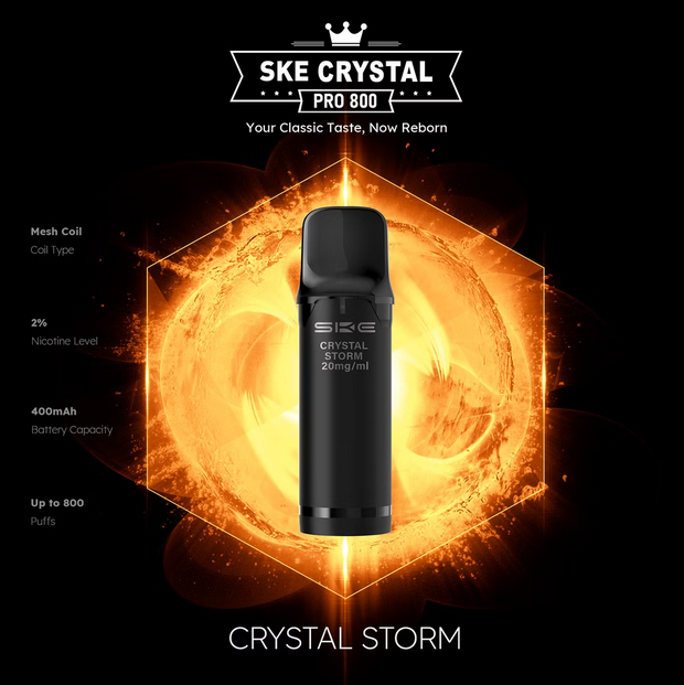 SKE Crystal Pro 800 - 2% Nikotin (2 Stk. pro Packung) - Mehrweg Pod System / 10 Stück