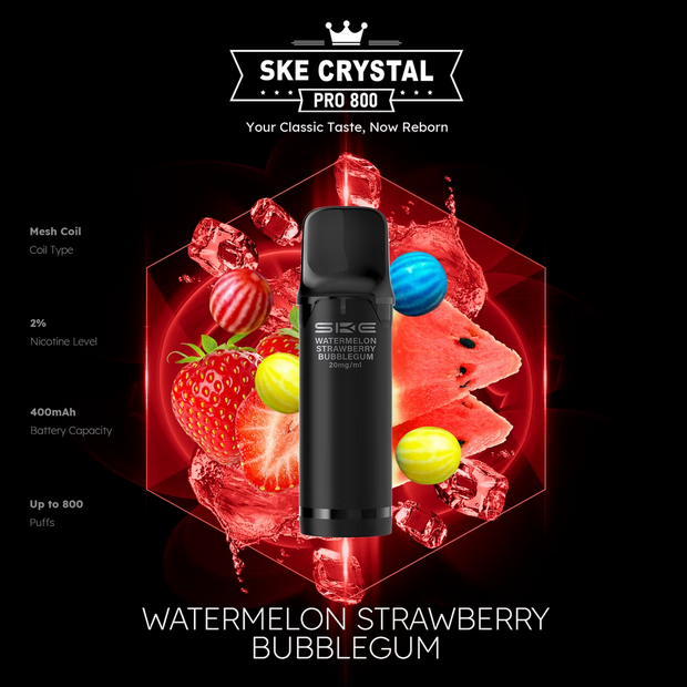 SKE Crystal Pro 800 - 2% Nikotin (2 Stk. pro Packung) - Mehrweg Pod System / 10 Stück