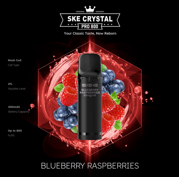 SKE Crystal Pro 800 - 2% Nikotin (2 Stk. pro Packung) - Mehrweg Pod System / 10 Stück