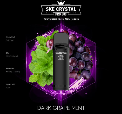 SKE Crystal Pro 800 - 2% Nikotin (2 Stk. pro Packung) - Mehrweg Pod System / 10 Stück